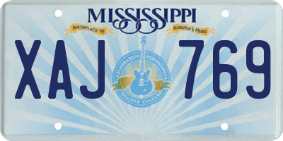 MS license plate XAJ769