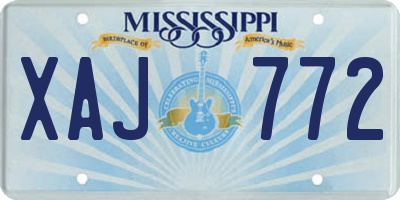 MS license plate XAJ772