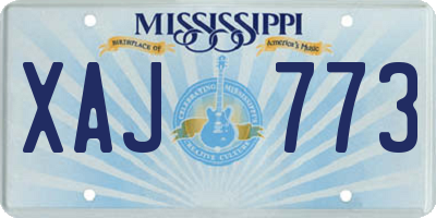 MS license plate XAJ773