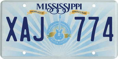 MS license plate XAJ774