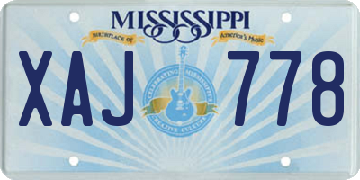 MS license plate XAJ778