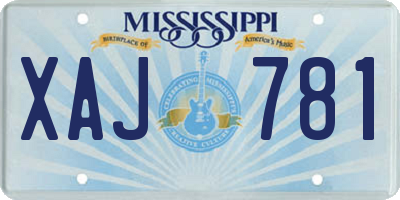MS license plate XAJ781