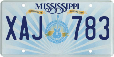MS license plate XAJ783