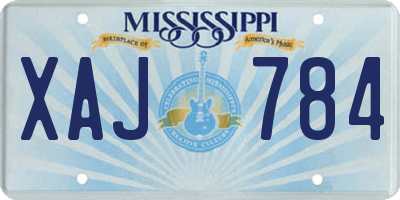 MS license plate XAJ784