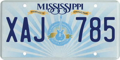 MS license plate XAJ785
