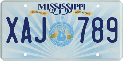 MS license plate XAJ789