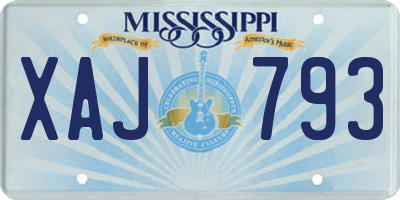 MS license plate XAJ793