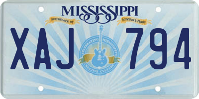 MS license plate XAJ794