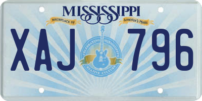 MS license plate XAJ796