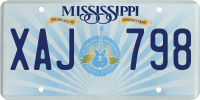 MS license plate XAJ798