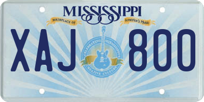 MS license plate XAJ800