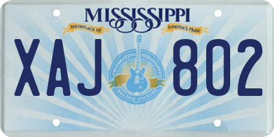 MS license plate XAJ802