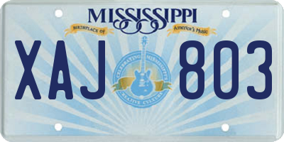 MS license plate XAJ803