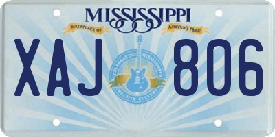 MS license plate XAJ806
