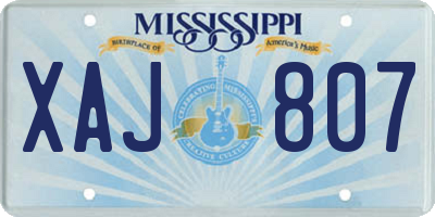 MS license plate XAJ807