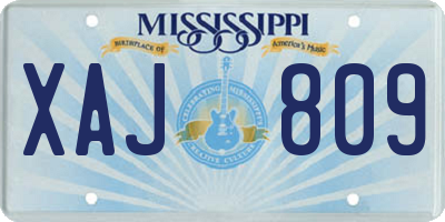 MS license plate XAJ809