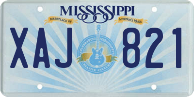 MS license plate XAJ821
