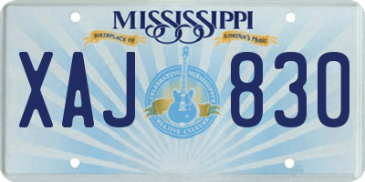 MS license plate XAJ830