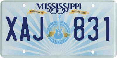 MS license plate XAJ831