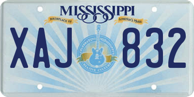 MS license plate XAJ832
