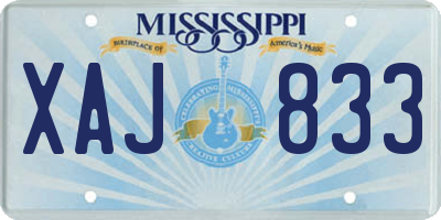 MS license plate XAJ833