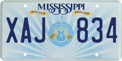 MS license plate XAJ834