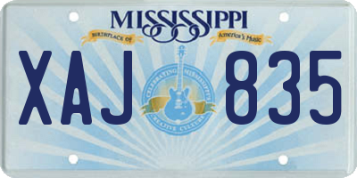 MS license plate XAJ835