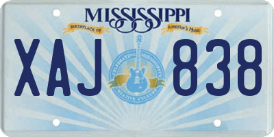 MS license plate XAJ838