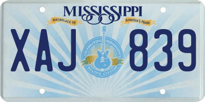 MS license plate XAJ839