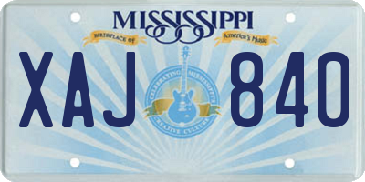 MS license plate XAJ840