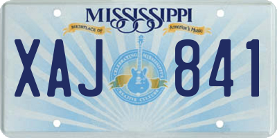 MS license plate XAJ841