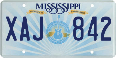 MS license plate XAJ842