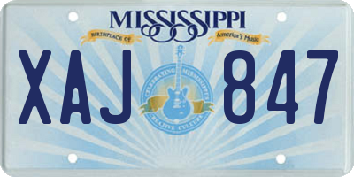MS license plate XAJ847