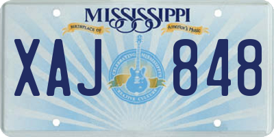 MS license plate XAJ848