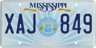 MS license plate XAJ849
