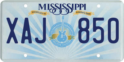 MS license plate XAJ850