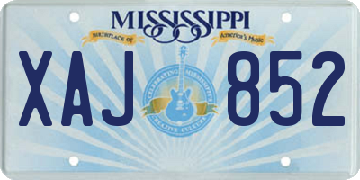 MS license plate XAJ852