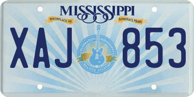 MS license plate XAJ853