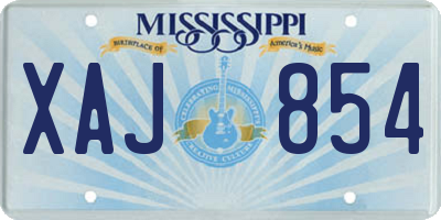 MS license plate XAJ854