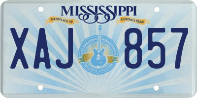 MS license plate XAJ857