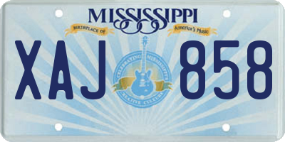 MS license plate XAJ858