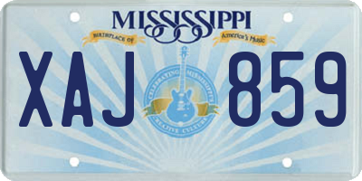 MS license plate XAJ859