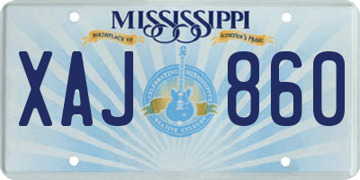 MS license plate XAJ860