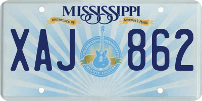 MS license plate XAJ862