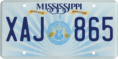 MS license plate XAJ865
