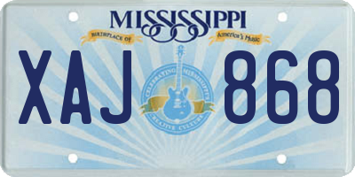 MS license plate XAJ868