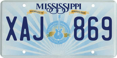 MS license plate XAJ869