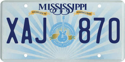 MS license plate XAJ870
