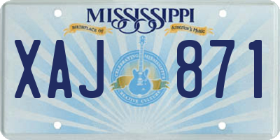 MS license plate XAJ871