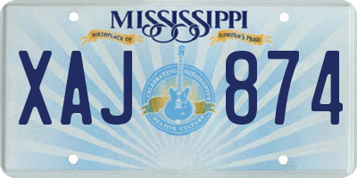 MS license plate XAJ874